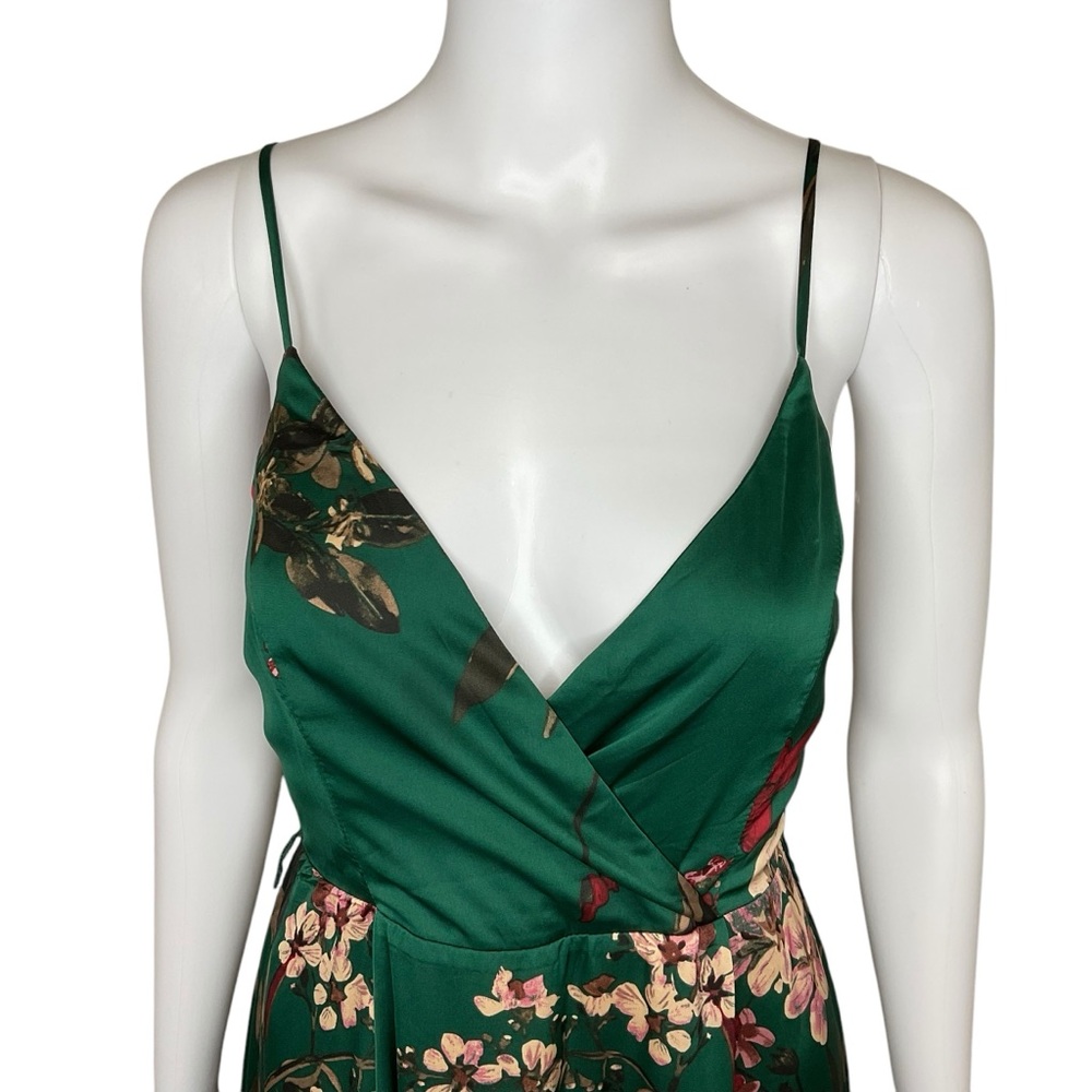 NWT Lulus Still the One Emerald Green Floral Print Satin Maxi Dress S - Picture 3 of 9